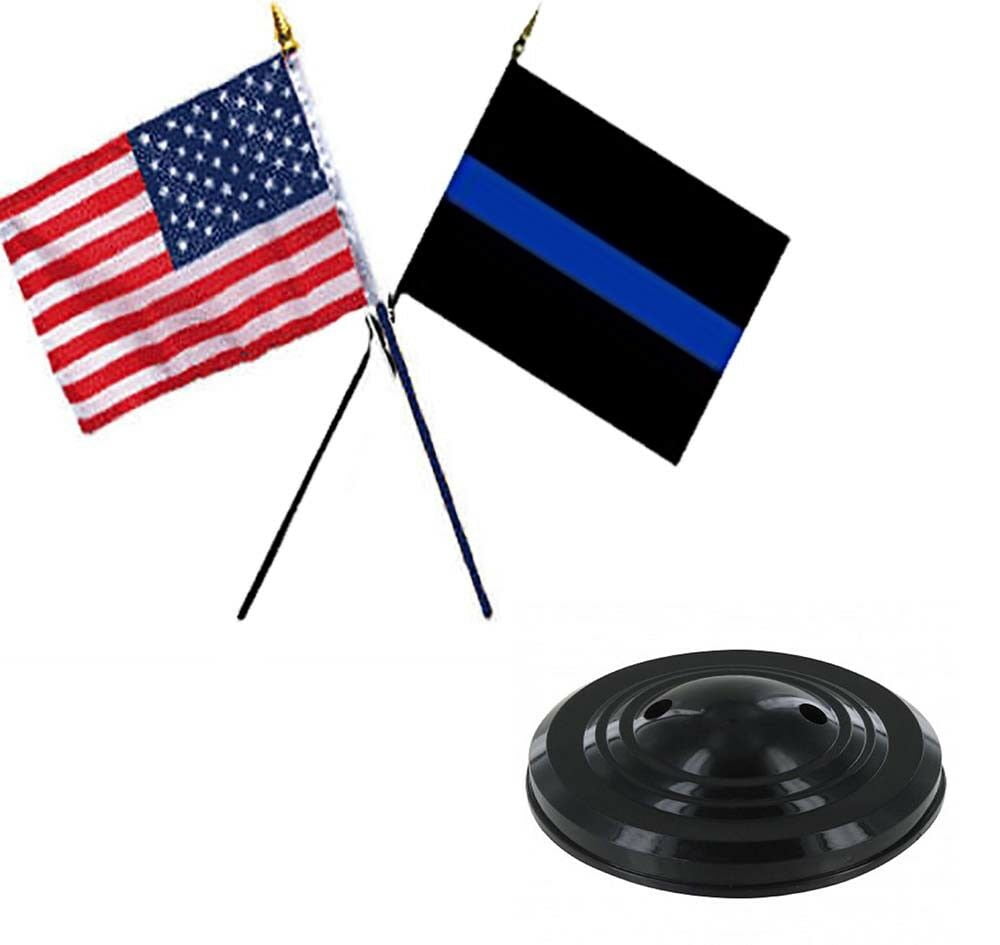 12 Police Thin Blue Line 4x6 Handheld Miniature Desk Table Flags (Made in USA