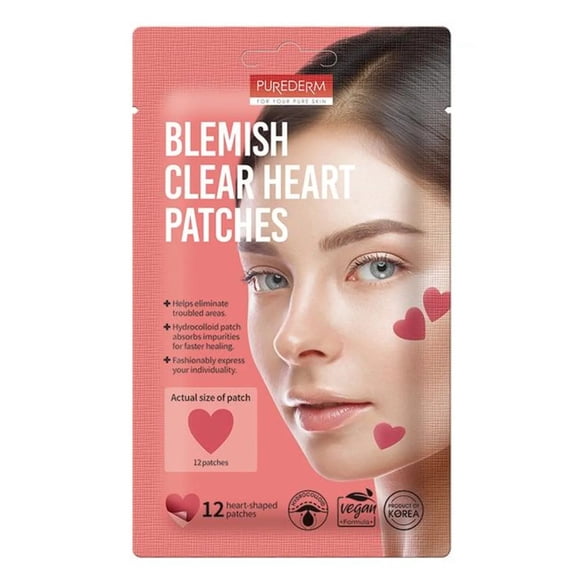 PUREDERM Parches Antiacné de Hidrocoloide en forma de Corazón