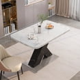 thumbnail image 4 of Taoruifang 47.24″–62.99″ Modern Rectangle Extendable Dining Table – White Marble Top, Black X‑Base, 4 of 17