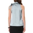 thumbnail image 3 of INSPIRE CHIC Women's Satin Tank Tops Sleeveless Bow Tie Neck Solid Work Blouses XS Light Grey, 3 of 6