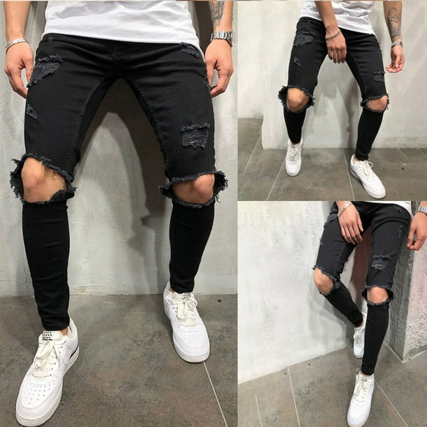 Jumpingount Hombre Verano Adelgazante Hiphop Estilo Pantalones Poliester Pantalones elasticos Agujero Jeans Ropa para oficina al aire libre Casual Prendas para la parte inferior del cuerpo XXXL Jumpin...