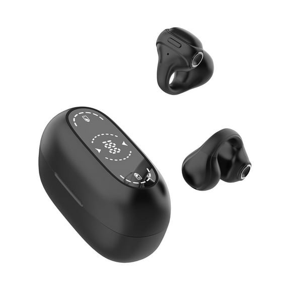 Wireless Earbuds Open Ear Clip Headphones Bluetooth Wireless Clip On Open Ear Headphones Earbuds Earclip Bone Conduction Earbuds LED Display Headset
