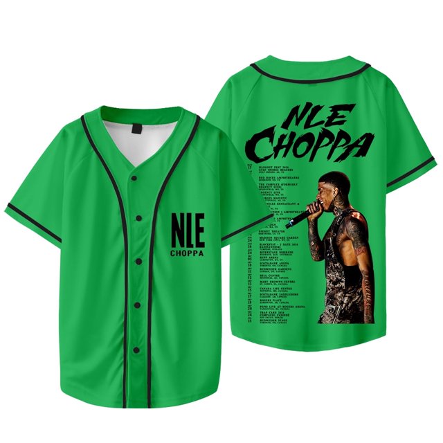 Veste de Baseball Logo NLE Choppa Rappeur 2024 T-Shirts de Tour Merch Femmes Hommes Mode Décontractée HipHop Tee,m,style 4