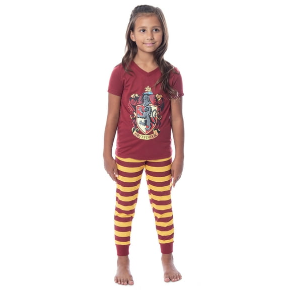 Harry Potter Girls' Hogwarts House Crest Short-Sleeve Jogger Pajama Set - Gryffindor Slytherin Ravenclaw Hufflepuff