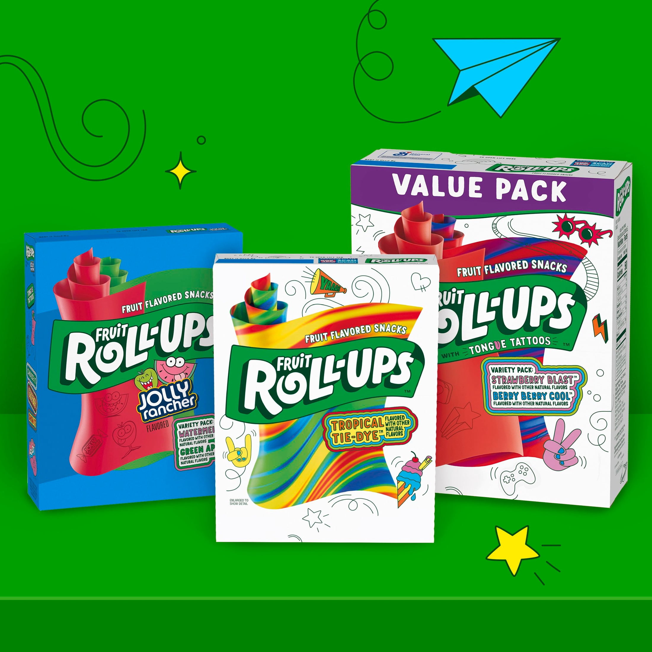 Fruit Roll-Ups Gluten Free Fruit Flavored Snacks, Variety Pack (10 Rolls)