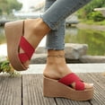 thumbnail image 6 of Mostsola Platform Slippers for Women Slip on Sandals Cross Strap Wedges Heels Casual Summer Heels, 6 of 9