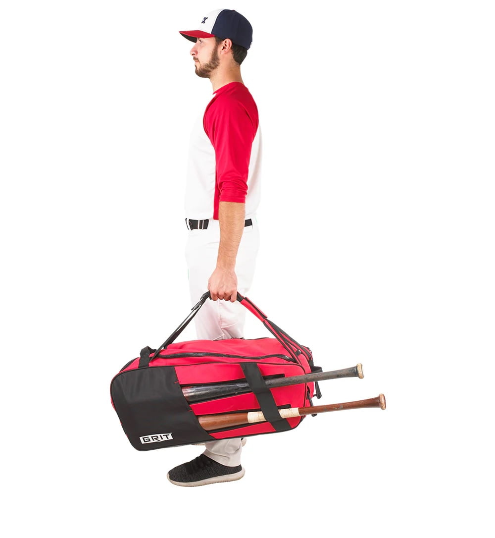 Grit Baseball Equipment Carrier Hybrid Duffel Backpack Bag - 27 in - Red