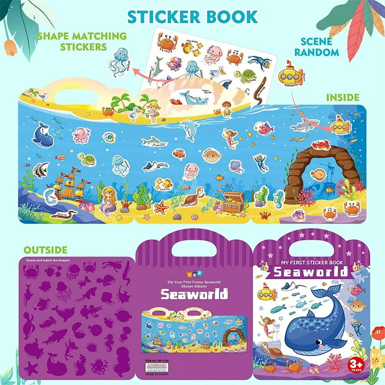  Sticker Book for Kids Ages 4-8, Reusable Sticker Books