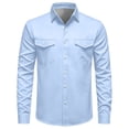 thumbnail image 5 of LODIENY Men Button Down Collared Shirts Long Sleeve Lightweight Regular Fit Business Work Shirt with Flap Pockets Light Blue M, 5 of 8