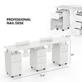 thumbnail image 2 of Ktaxon Double Nail Desk with Electric Dust Collectors, 5 Drawers, 2 Cabinets, White, 2 of 8