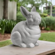 Terracotta Kneeling Rabbit Figurine, Gray Decorative Bunny Statue for Home Décor