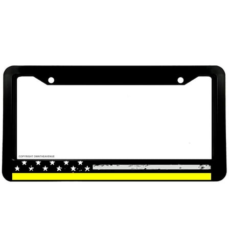 Support Dispatchers USA American Flag Yellow Color Line License Plate Frame
