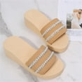 thumbnail image 4 of Women's Summer Fashion Sandals Pearls Rhinestones Open Toe Slides Sandals Yoga Mat Comfort Platform Slippers Shoes, 4 of 5