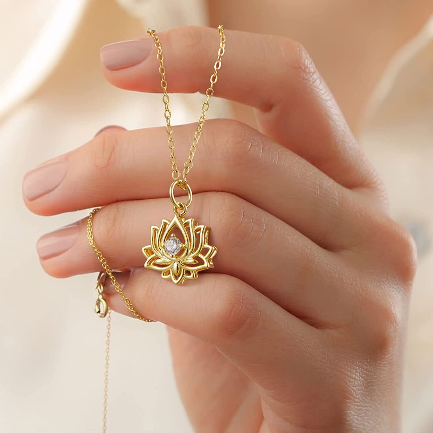 Lotus Necklace Gold Lotus Flower Necklace Yoga Necklace 