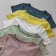 thumbnail image 4 of Traje de Yoga con cuello en V y almohadilla para el pecho para mujer, traje de manga corta para gimnasio, Top de entrenamiento ajustado para Fitness, camiseta para correr de secado rápido, ropa, 4 of 6