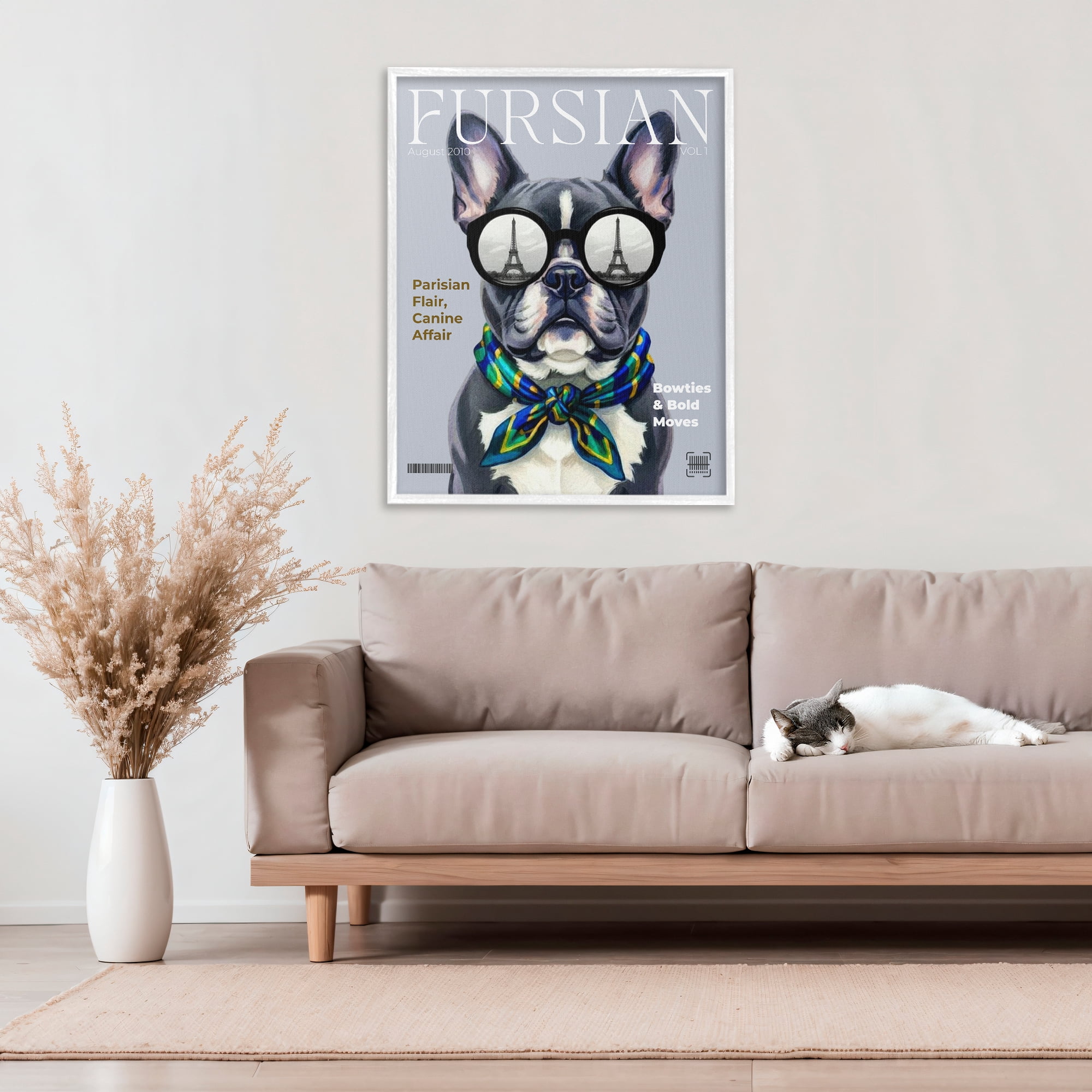 Stupell Industries Fursian Dog Fashion Magazine White Framed Giclee Art, design by A Barefoot Stylist