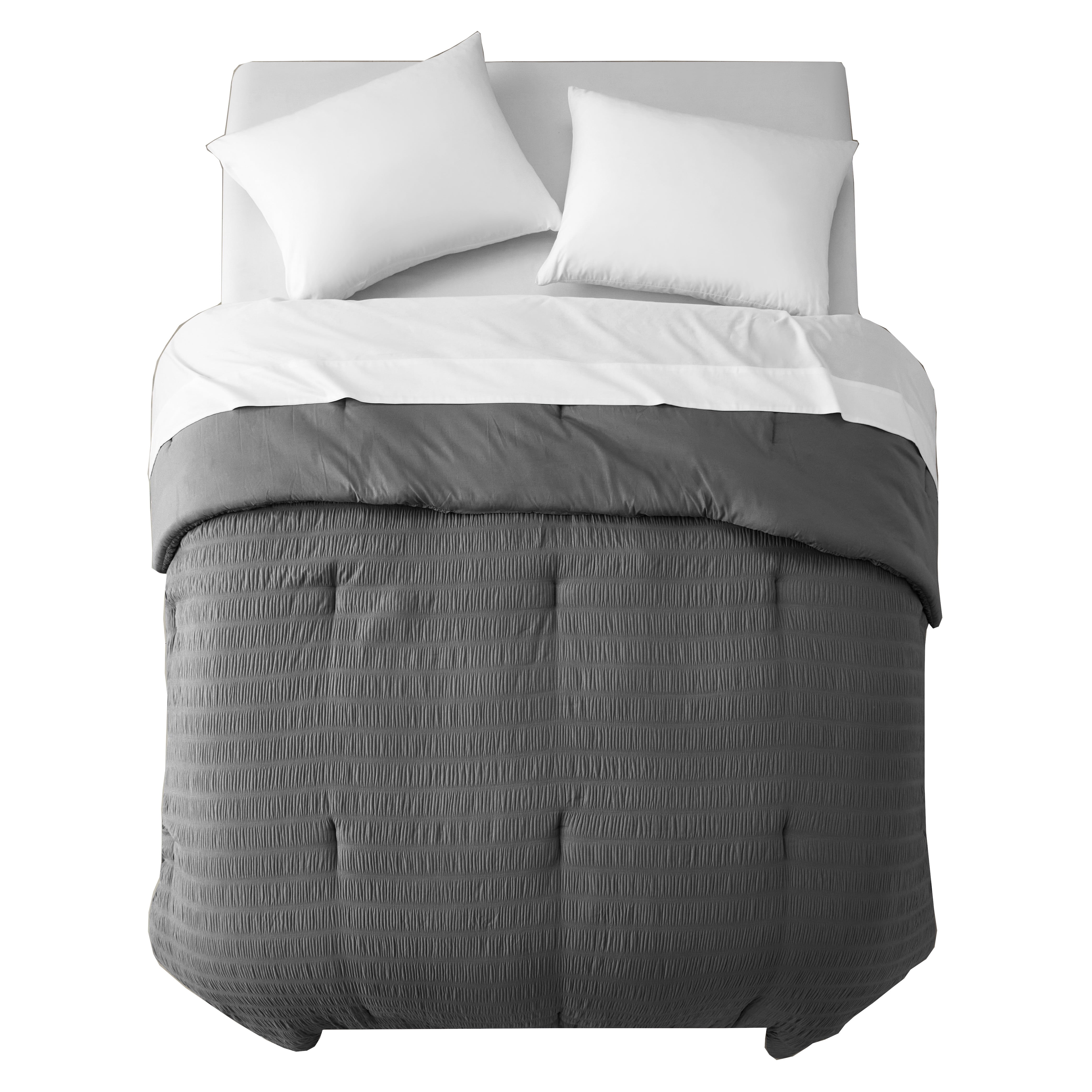 Style House Grey Crinkle Comforter for Teens Adults Seniors, King