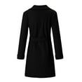 thumbnail image 6 of TAGOLD Womens Lapel Woolen Cloth Coat Trench Jacket Long Overcoat Outerwear Womens Fall Fashion Cardigan, Black, L, 6 of 7
