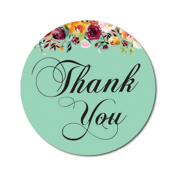 Darling Souvenir 45 Pcs Sea Green Round Floral Thank You Stickers DIY Envelope Seals-1.6 Inches