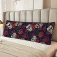 thumbnail image 6 of Gaeub Roses Skulls Printed Long Body Pillowcase Envelope Closure 1 Pack Wrinkle for Night Sweats - 20x54 in, 6 of 8