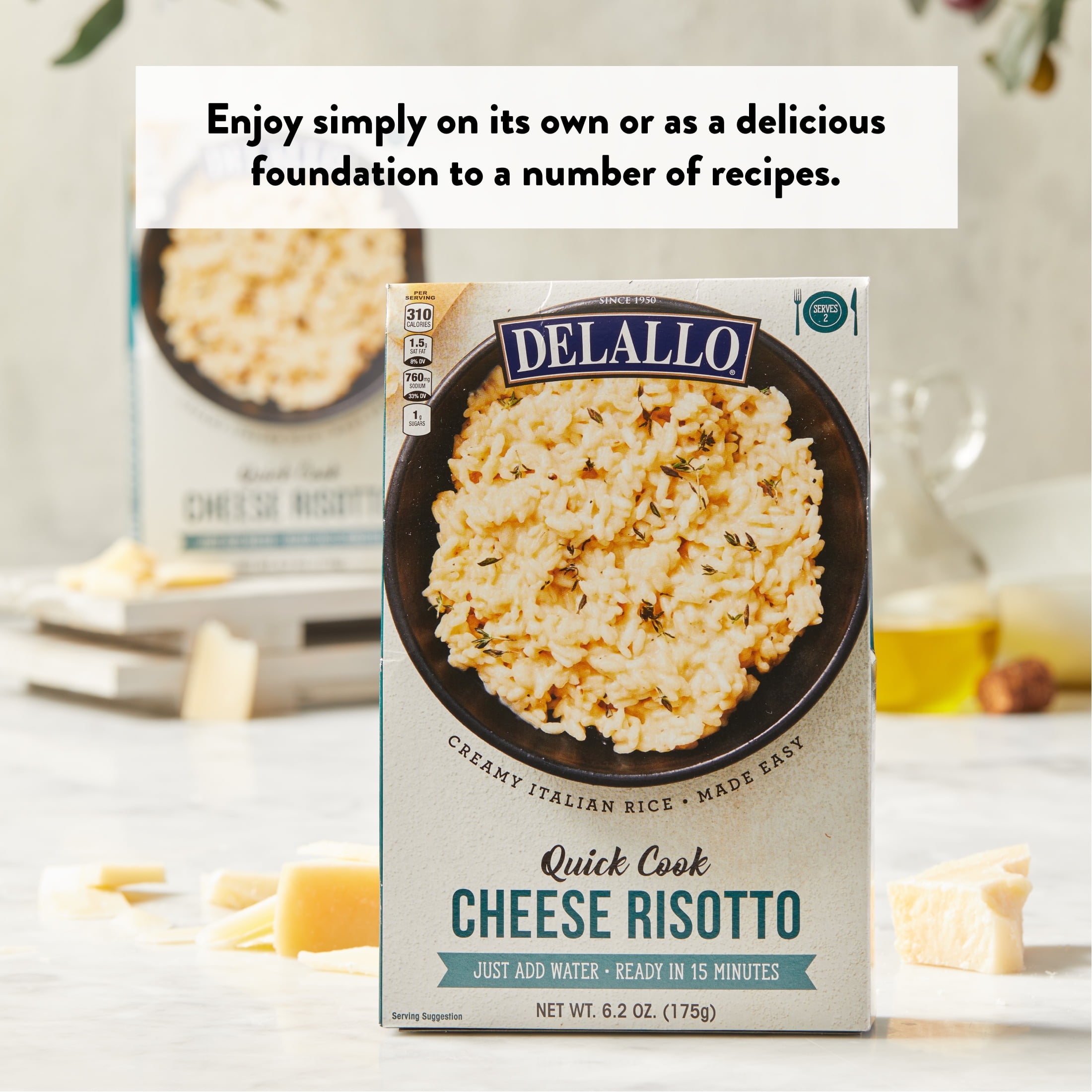 DeLallo Quick-Cook Cheese Risotto, Rice Mix, 6.2 oz Box, (3 Pack)