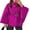 Hot Pink, variant on Women's Elegant Woolen Cape Coat - Solid Color Waist Tie Hooded Outerwear, Stylish Warm Winter Jacket, Fuchsia Size XL