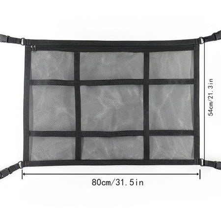 

Zeeyh Upgraded Car Ceiling Cargo Mesh Bag 31.5 x 21.3 Reinforced Load Bearing and Drop Double Mesh Car Roof Storage Organizer Camping Interior Accessories Black Border
