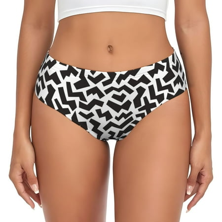 Womens Underwear - black white geometry No Show Seamless Underwear for Women  Soft Comfort Stretch Women s Panties  Hipster Ladies Panties Bikini Underwear Briefs
