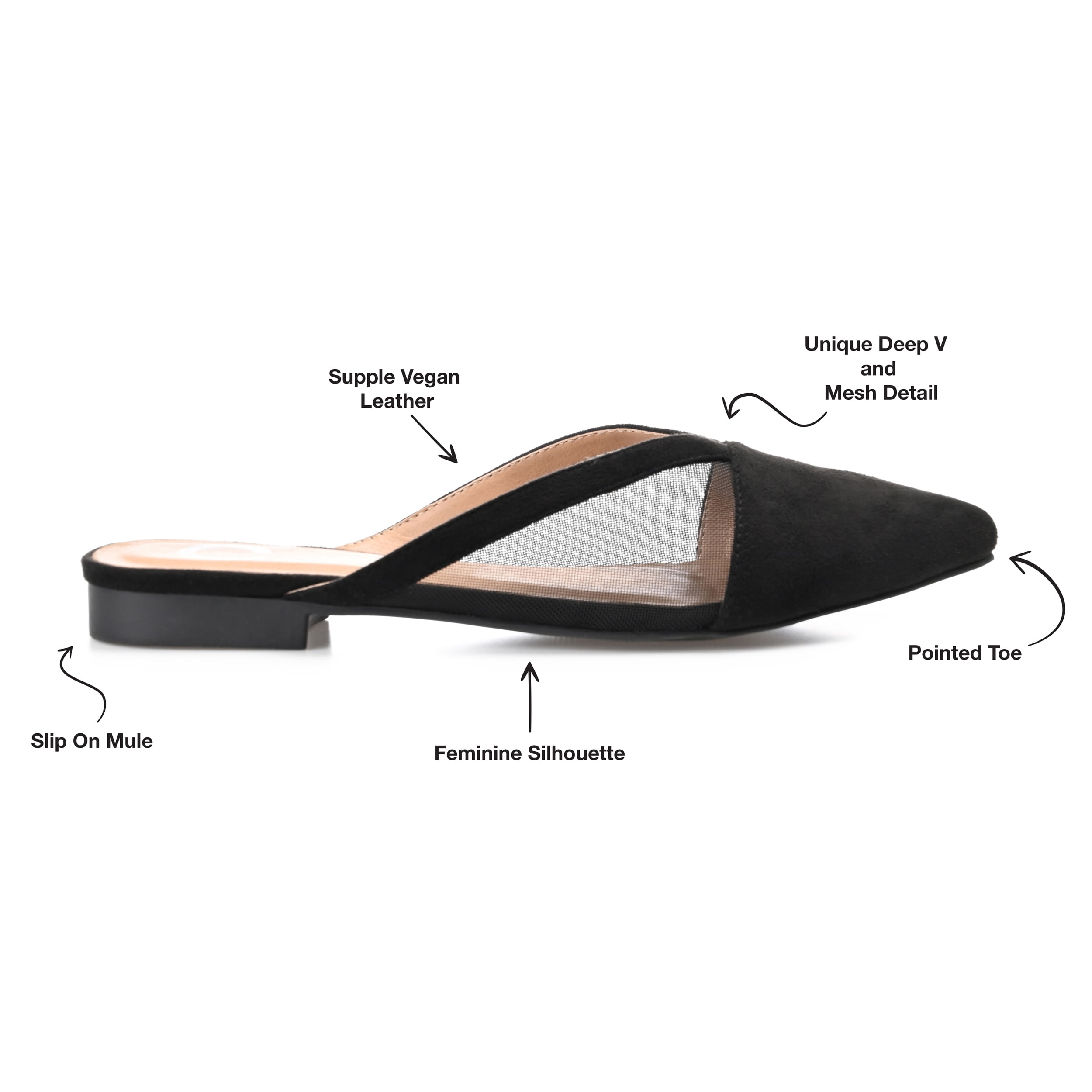 Journee Womens Reeo Slip On Pointed Toe Mules Flats