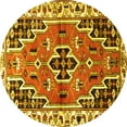 thumbnail image 1 of Ahgly Company Machine Washable Indoor Round Persian Yellow Traditional Area Rugs, 5' Round, 1 of 4