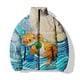 thumbnail image 2 of Abrigo de invierno para hombre, ropa informal de algodón para hombre, chaqueta con estampado de gatito, chaquetas para hombre, ropa de calle Harajuku, abrigos, parka para el frío, 2 of 5