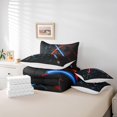 thumbnail image 4 of Neon Red Blue Lightsaber Bedding Set Full Geometric Honeycomb 7Pcs Comforter Set Teens Room Decor Fashion Games Fitted + Flat Sheet Black 3D Hexagon 2 Pillow Cover,2 Pillowcases, 4 of 5