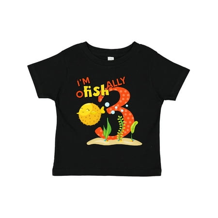 

Inktastic I m O-Fish-Ally Three- Cute Puffer Fish Third Birthday Gift Toddler Boy or Toddler Girl T-Shirt