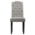 thumbnail image 2 of LSSBOUGHT Solid Wood Tufted Dining Chairs, Kitchen Dining Room Chairs with Bronze Nailhead Trim Set of 2 Grey-2-Piece, 2 of 5