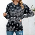 thumbnail image 3 of Sudadera con capucha Manga larga Estampado Cordón Con capucha Casual Tops de lana de moda para mujer Negro XL, 3 of 6