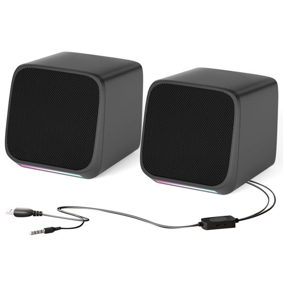 CSYANXING Delicate Design Computer Speakers for Desktop Laptop USB Plug-and-Play Loud Sound Matte Metal Panel Anti-Slip Foot Pads