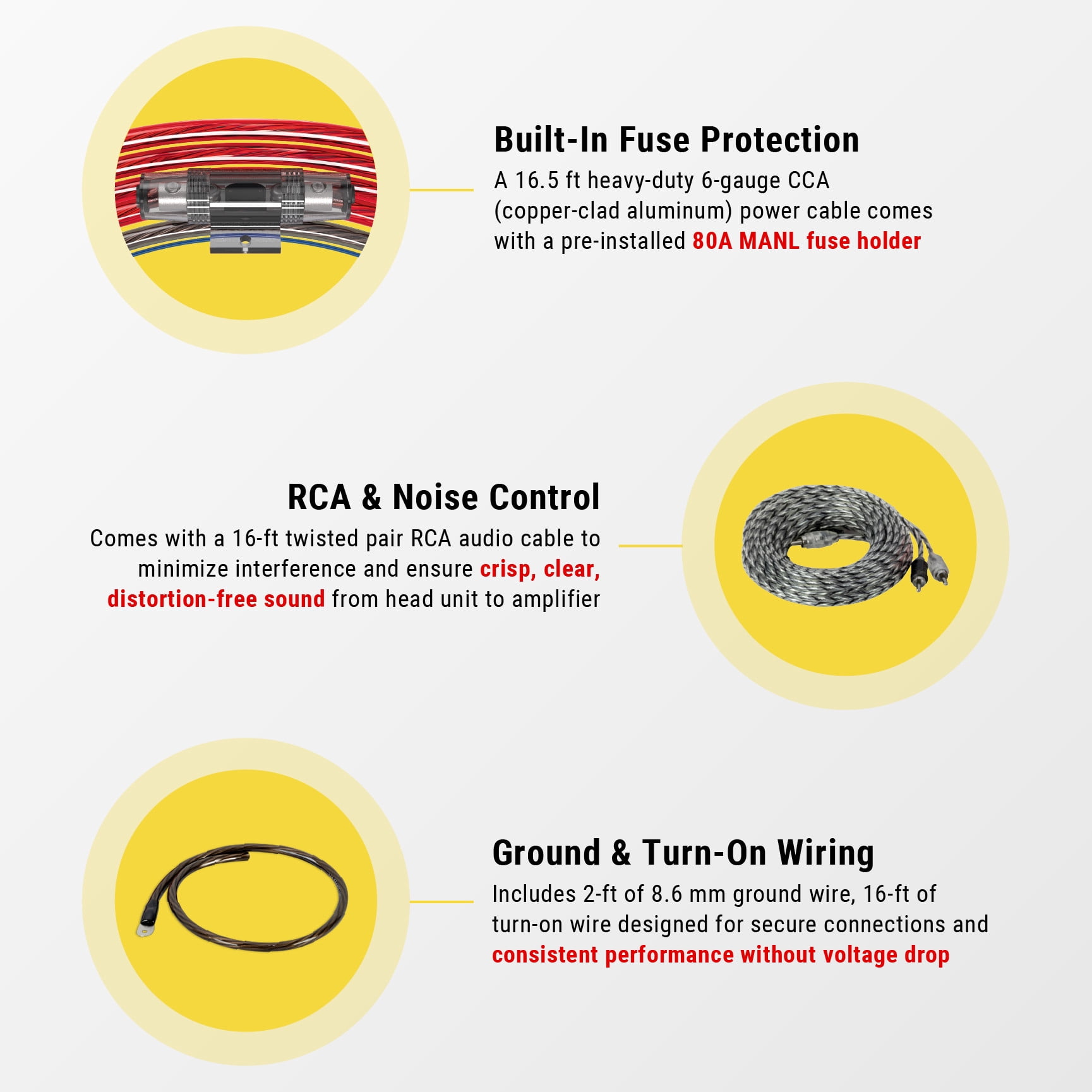 Scosche KPA6CC 1200-Watt Hybrid OFC/CCA Amplifier Install Wiring Kit with Twisted Pair Audio Cables