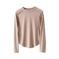 thumbnail image 2 of Timegard Hauts pour Femmes Automne sous-Vêtements Thermiques Ajustés Col Rond Couleur Unie Manches Longues Chemises Décontractées, 2 of 8