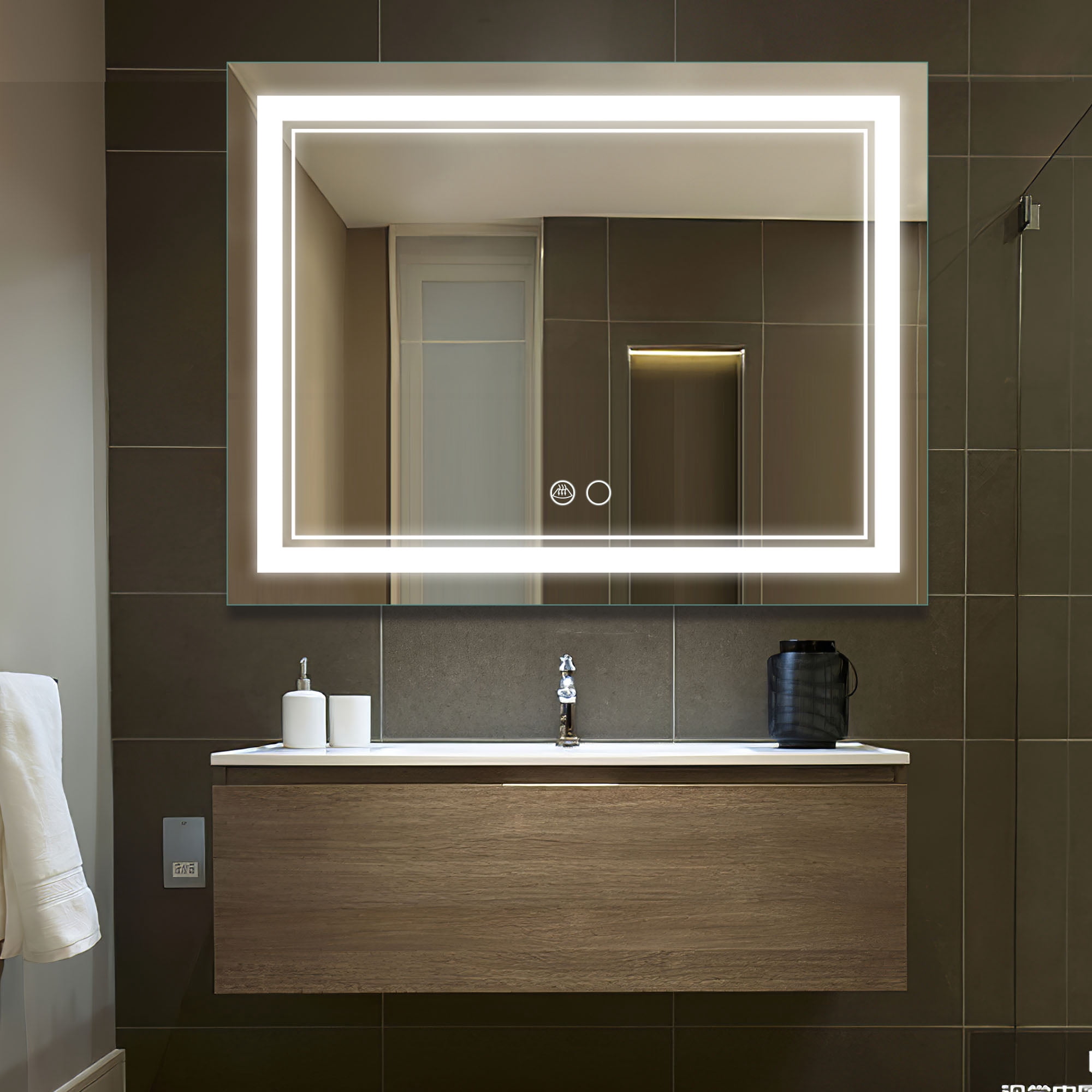 LED Wall-mounted Mirror Decorative Mirror 39"x32",Demisted