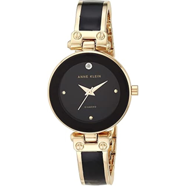 Reloj de Pulsera Anne Klein AK/1980BKGB para Dama 28mm Esfera de Diamante Negro/Dorado