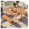 thumbnail image 2 of Acacia Wood Dining Table Outdoor, 4-6 Person Patio Table, Garden Furniture, Natural Finish, Slatted Tabletop, 49x27.5 inch, 2 of 9