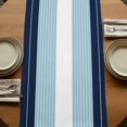 thumbnail image 5 of Navy Blue Aqua Stripe 90 Inch Table Runner, Modern Art Horizontal Striped Farmhouse Dresser Scarf Cotton & Linen Tablerunner for Dining/Kitchen Island/Holiday Party Décor 13" x 90", 5 of 9