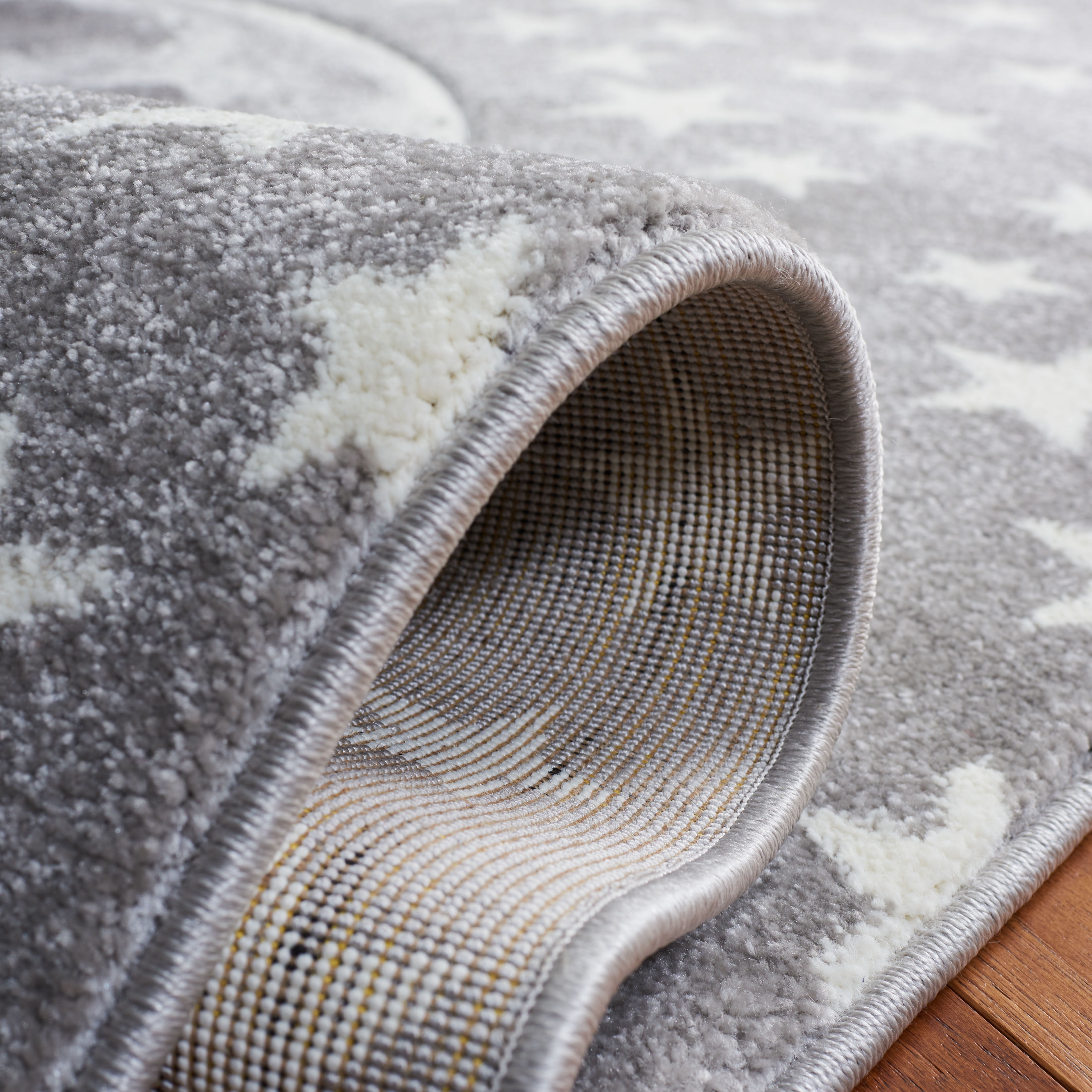 SAFAVIEH Carousel Kids Moon in the Stars Area Rug, Light Gray/White, 8' x 10'