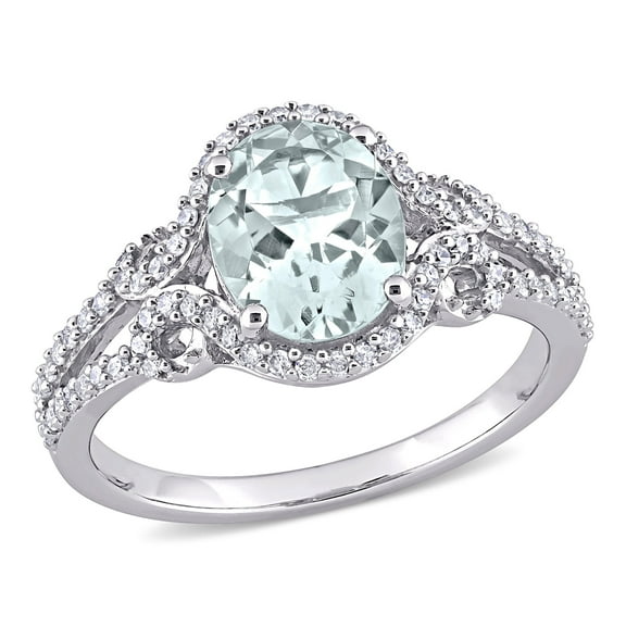 Everly Women's Aquamarine 10K White Gold Engagement Ring