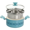 thumbnail image 3 of Spice by Tia Mowry Savory Saffron 16 Piece Ceramic Nonstick Cookware Set in Blue, 3 of 11
