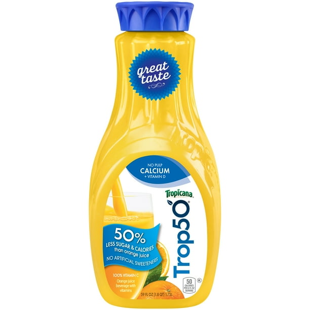 Tropicana, Trop50, No Pulp Orange Juice with Calcium & Vitamin D, 59 Fl