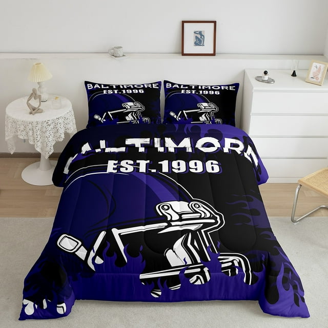 Erosebridal Ensembles de Couette de Sport pour Garçons Format Très Grand, Couettes et Duvets Joueur de Soccer, Décor Rétro de Rugby, Réversible 3 Pcs