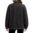 thumbnail image 4 of uublik Women's Denim Shirts Black 1/4 Half Zip Pullover Casual Long Sleeve Lightweight Sweatshirts Tops, 4 of 7
