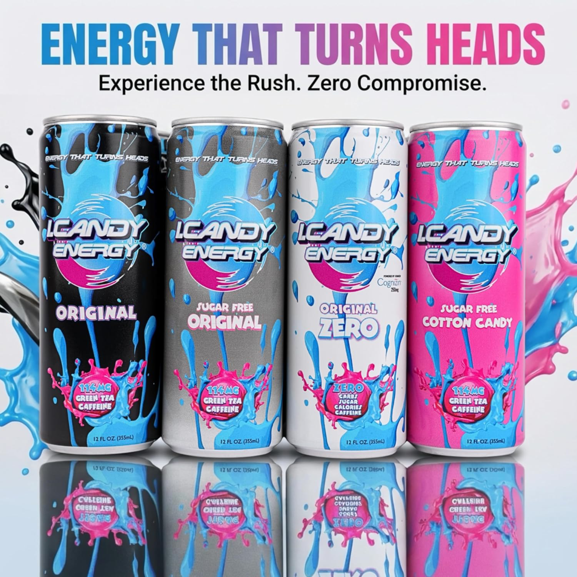 I.Candy Energy Drink – Original Zero, Sugar-Free, Calorie-Free, Carb-Free Energy Beverage, 12 fl oz, 24 Pack