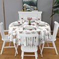 thumbnail image 2 of White Highland Cow Flower Pattern Round Tablecloth 60"x60",Wrinkle Wipeable Table Cloth for Kitchen Dining Room Picnic Patio Party, 2 of 6